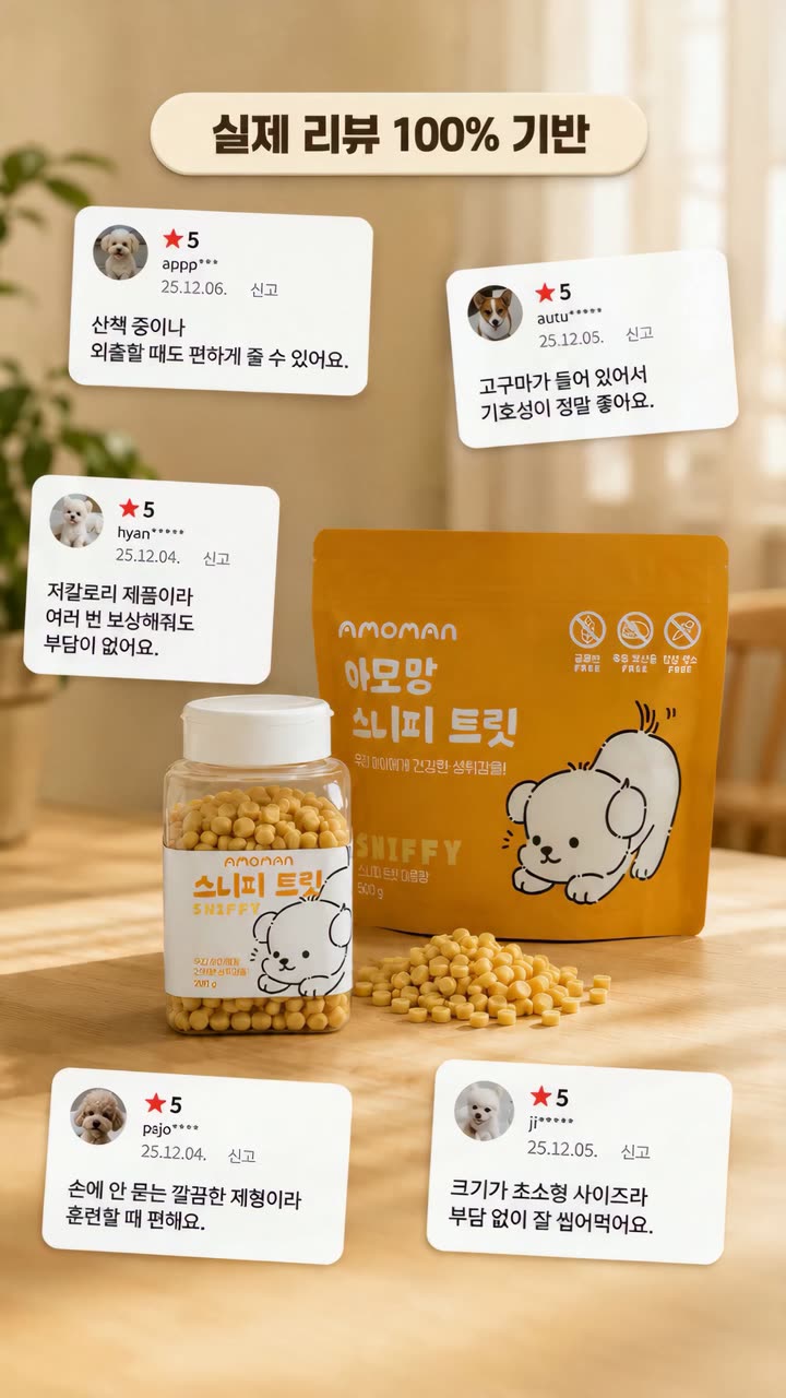 아모망 반려동물 브랜드 쇼츠 — 제품·커머스 쇼츠·릴스 편집 제작 사례
